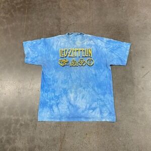 Vintage Led Zeppelin Blue Tie Dye Band T Shirt Mens XL